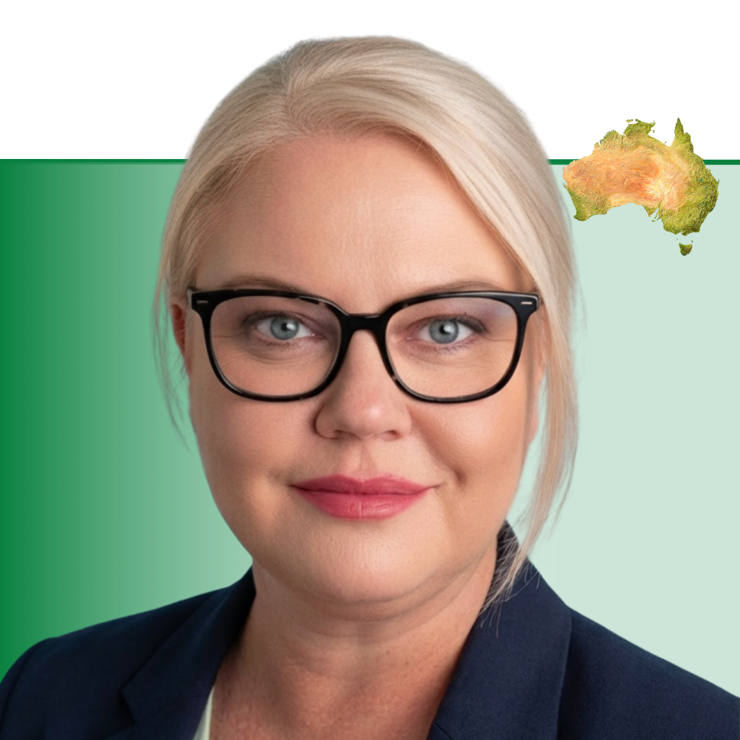 Alison Kaihau, Chief Operating Officer at Populi, portrait headshot with Australia map detail