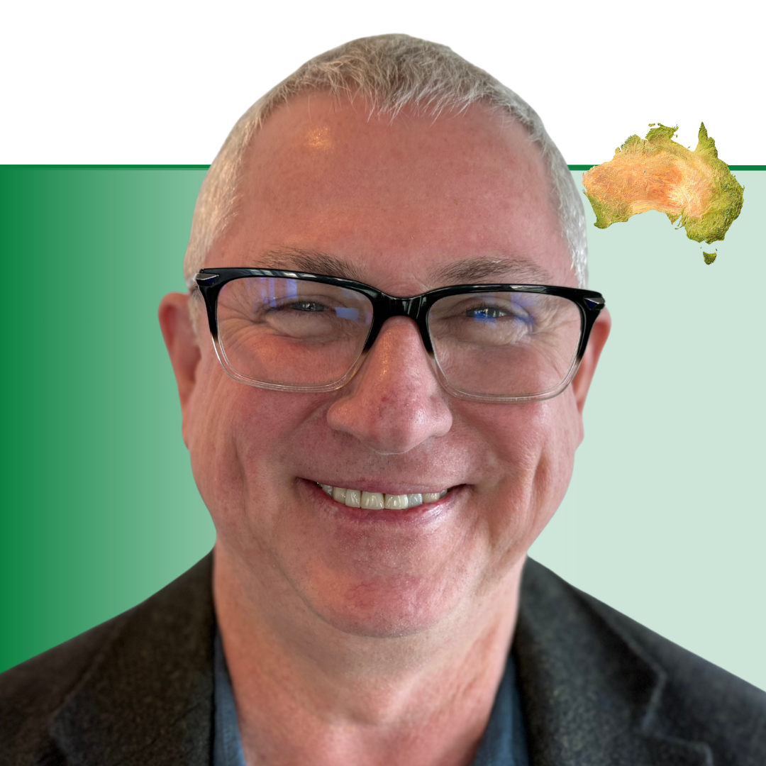 Scott Kennedy, Partnerships Manager at Populi, smiling headshot wearing glasses with Australia map graphic