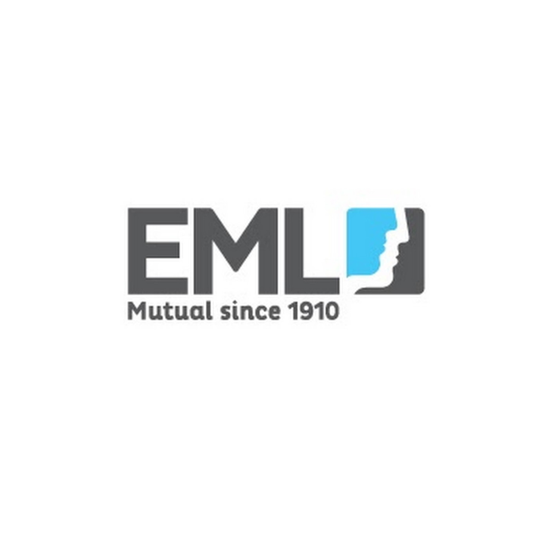 EML Mutual since 1910 logo with stylized face profiles in blue and gray
